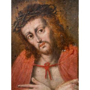 Peinture à l'huile sur panneau représentant l'Ecce Homo - Italie, début du XVIIIe siècle