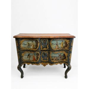 Lacquered And Painted Chest Of Drawers - First Half Of The 18th Century. Sicily
