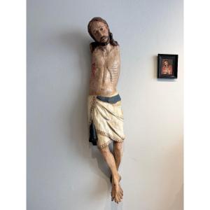 Sculpture en bois polychrome représentant le Christ - début du XIVe siècle. Toscane