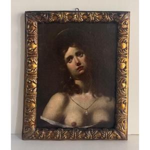Oil Painting On Canvas Depicting Mary Magdalene—first Half Of The 17th Century. Tuscan School