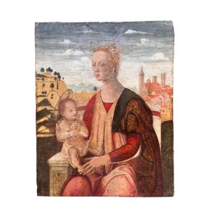  Huile sur panneau représentant la Vierge à l'Enfant - probablement XVIIe siècle. Toscane