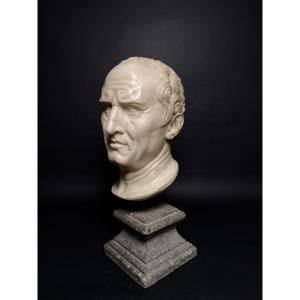 Tête en marbre néoclassique de Marcus Tullius Cicéron - fin du XVIIIe siècle. Italie.