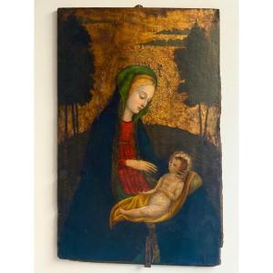 Vierge à l'Enfant sur fond doré - École toscane - seconde moitié du XVIIIe siècle