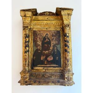 Multi-material Shrine With A Painting On Wood—early 17th Century. Central Italy.