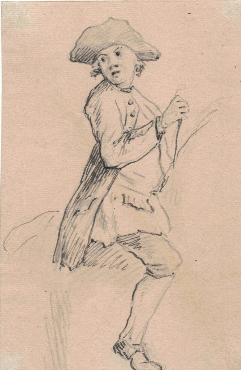 Etienne Jeaurat 1699-1789 ( Attribué à) Etude De Cavalier au Tricorne