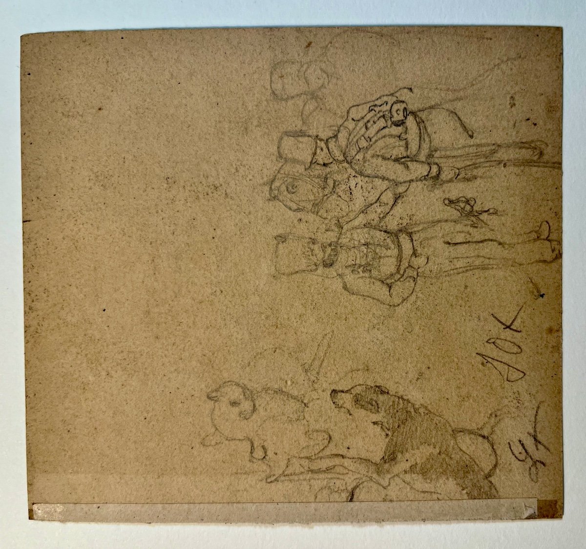 (attribué à) Alexandre-Gabriel Decamps 1803-1860 Chiens et chat dans le garde-manger-photo-3