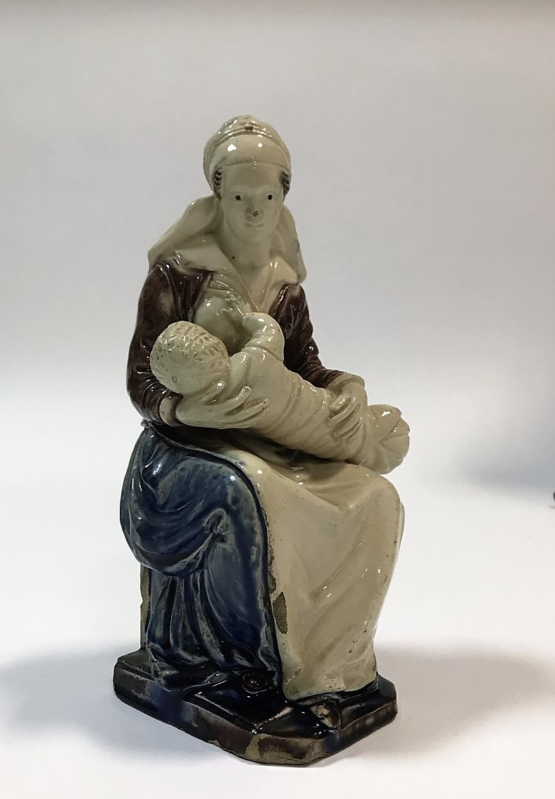 Palissy Suite Statuette In Glazed Earth Breastfeeding