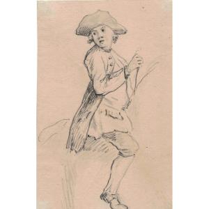 Etienne Jeaurat 1699-1789 (attributed To) Study Of Rider With Tricorn