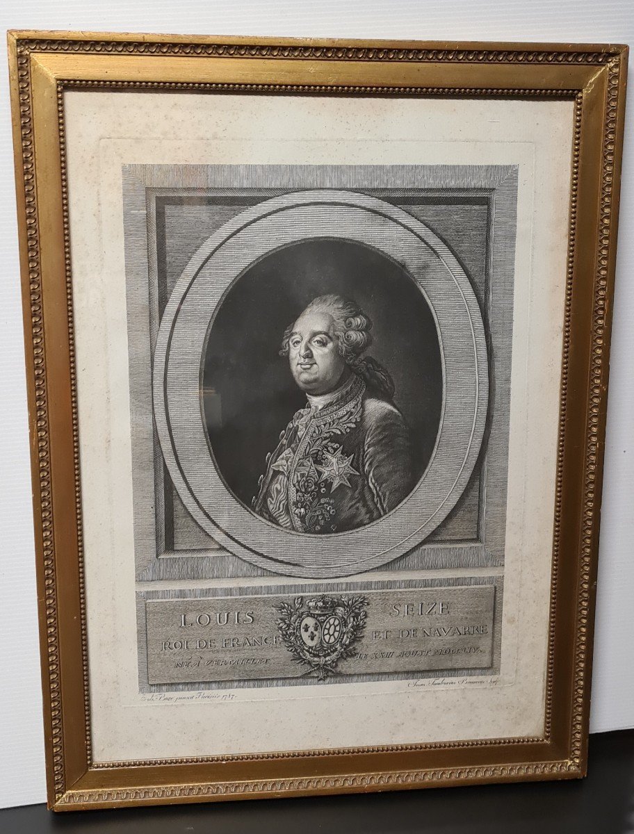 Gravure XVIIIeme Louis XVI Roi De France d'Après Boze.