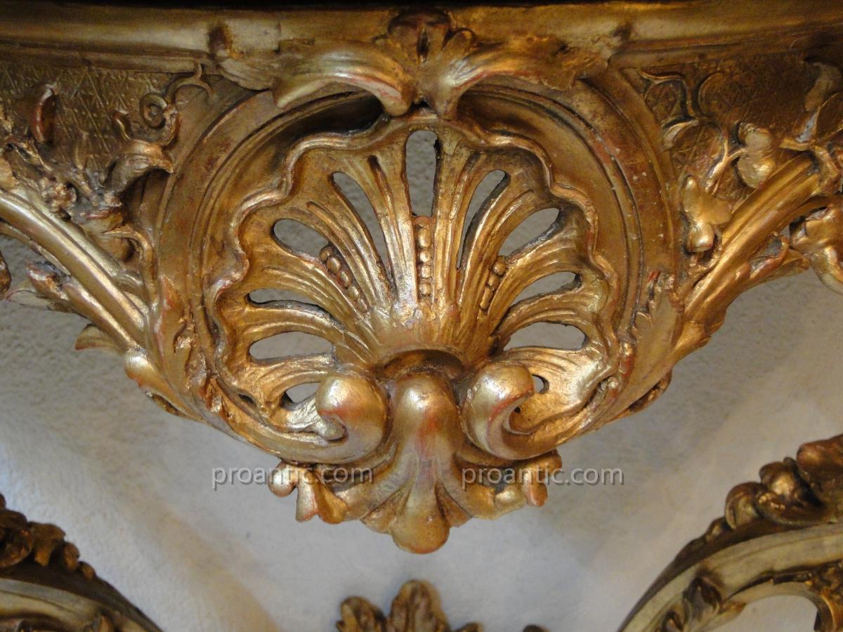 Console En Bois Sculpte Et Dore d'Epoque Louis XV XVIIIeme -photo-3