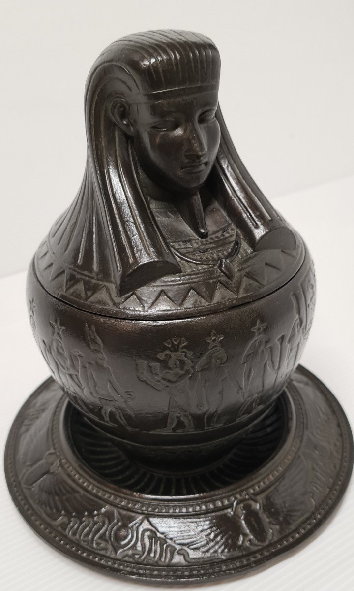 Canopic Vase With Bronze Patina 19th Century Antique Egyptian Cabinet Of Curiosities Egyptomania 