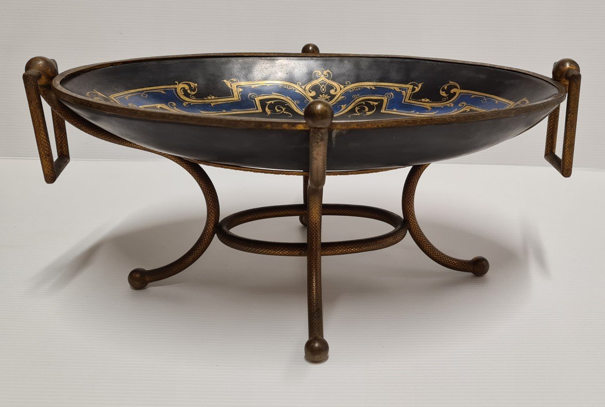 Coupe De Présentation Surtout De Table Porcelaine Et Bronze Napoleon III Enfant Jeu De Quilles-photo-2