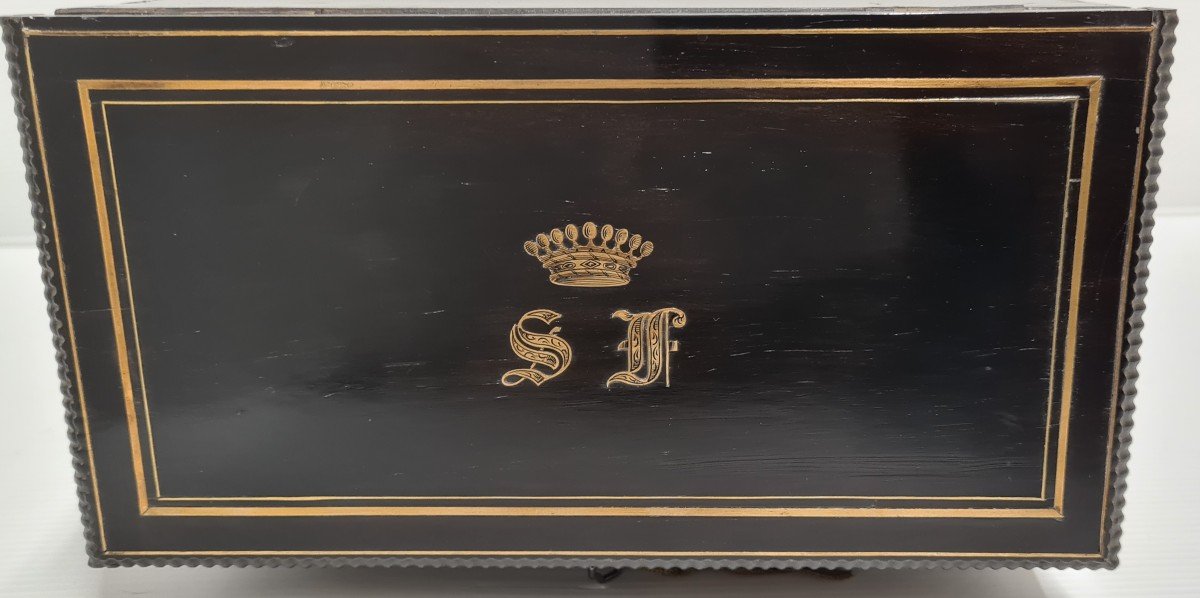 écritoire Napoléon III Estampille Pottier Couronne Comtale Monogramme S F Boite à Courrier XIXe-photo-3