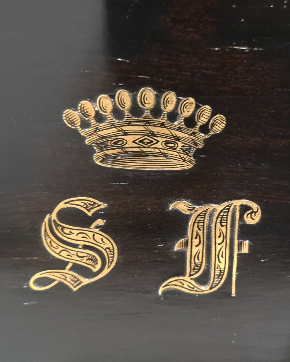 écritoire Napoléon III Estampille Pottier Couronne Comtale Monogramme S F Boite à Courrier XIXe-photo-4