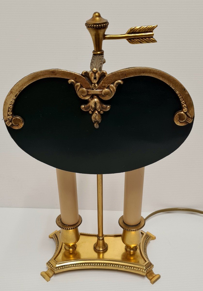 Hot Water Bottle Lamp With Golden Bronze Screen And Painted Tole Napoleon III Style -photo-2
