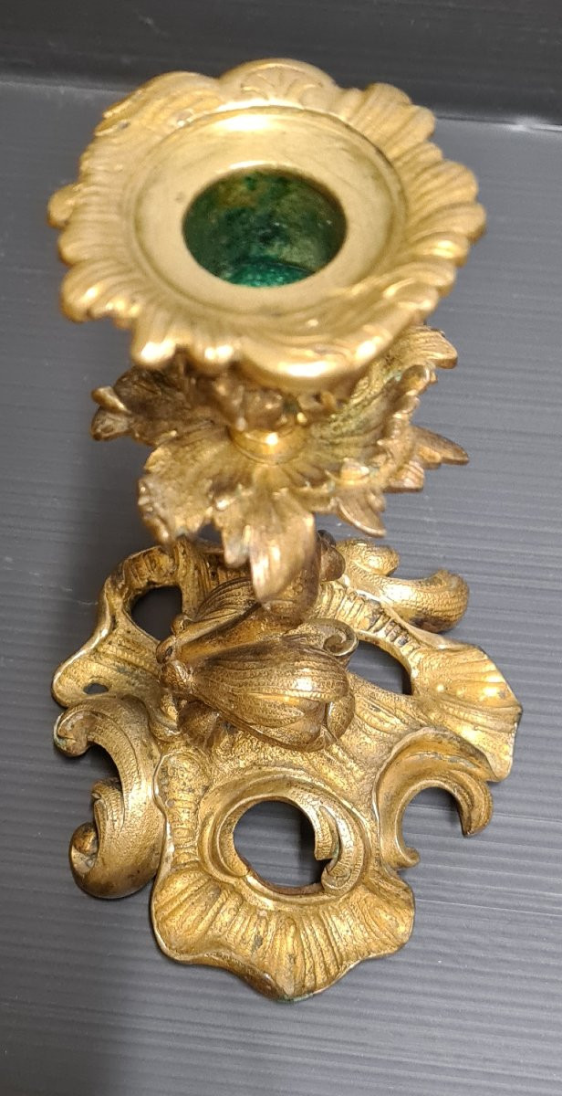 Victor Raulin Pair Of Gilded Bronze Candlesticks, Rococo Style, Late 19th Century-photo-2