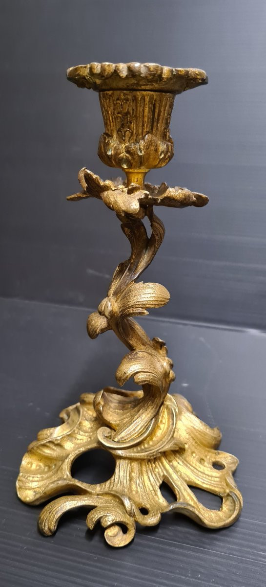 Victor Raulin Pair Of Gilded Bronze Candlesticks, Rococo Style, Late 19th Century-photo-5