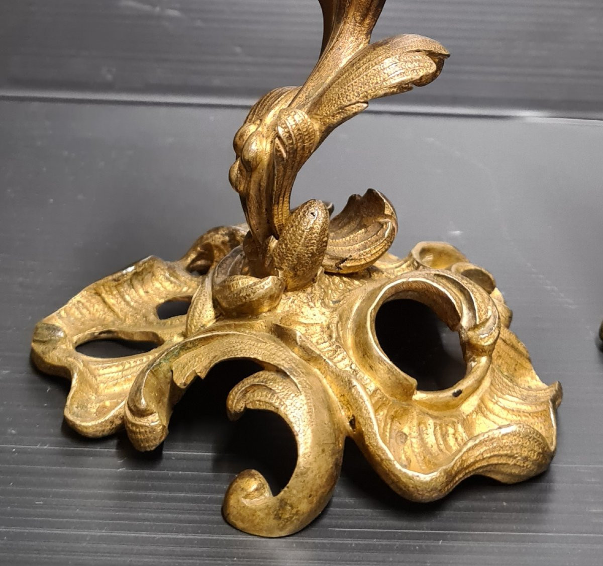 Victor Raulin Pair Of Gilded Bronze Candlesticks, Rococo Style, Late 19th Century-photo-6