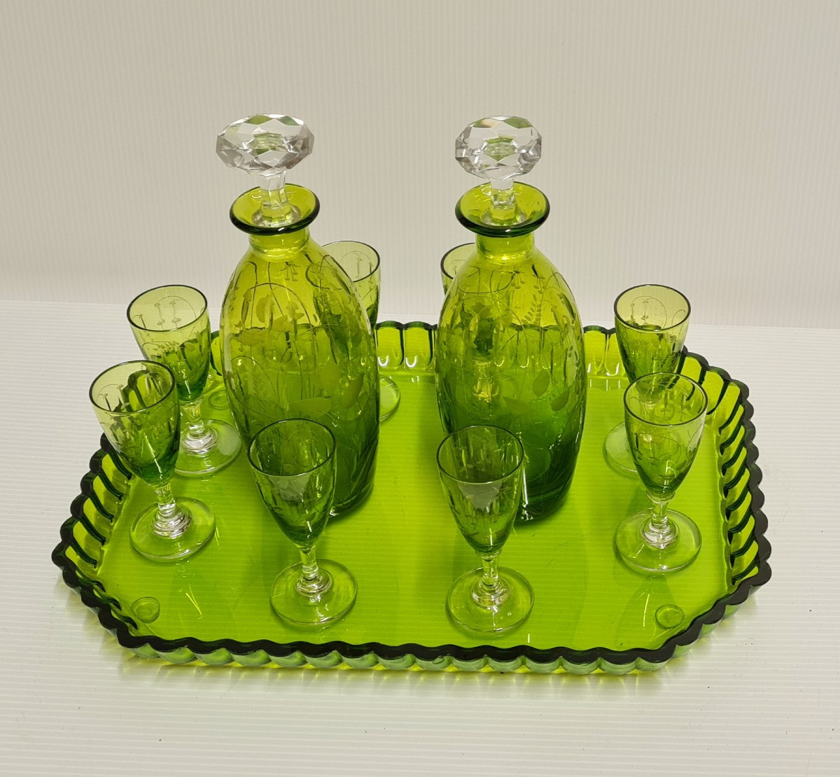 Service à liqueur cristal Saint Louis France  art nouveau verres et carafes -photo-2
