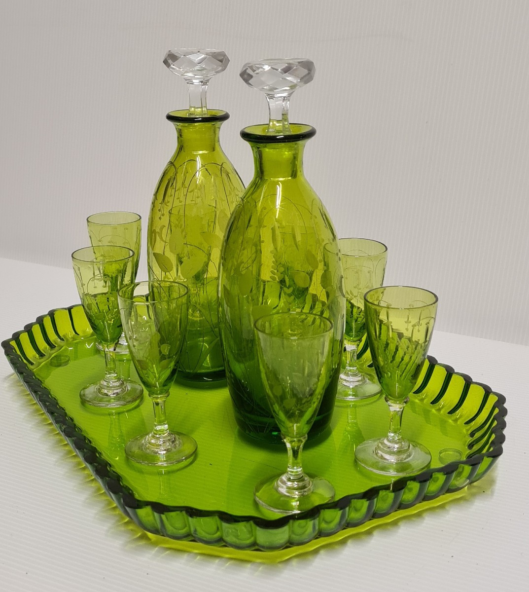 Service à liqueur cristal Saint Louis France  art nouveau verres et carafes -photo-3