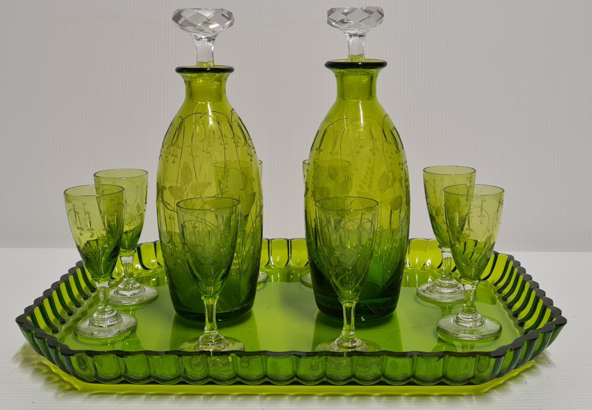 Service à liqueur cristal Saint Louis France  art nouveau verres et carafes -photo-4