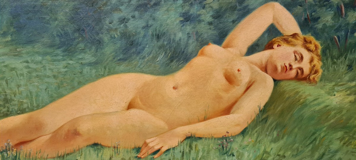 Louis Antoine Retru tableau nu feminin huile sur toile-photo-2