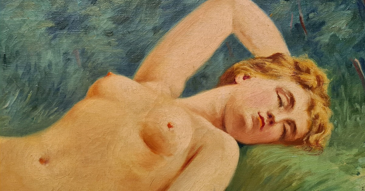 Louis Antoine Retru tableau nu feminin huile sur toile-photo-3