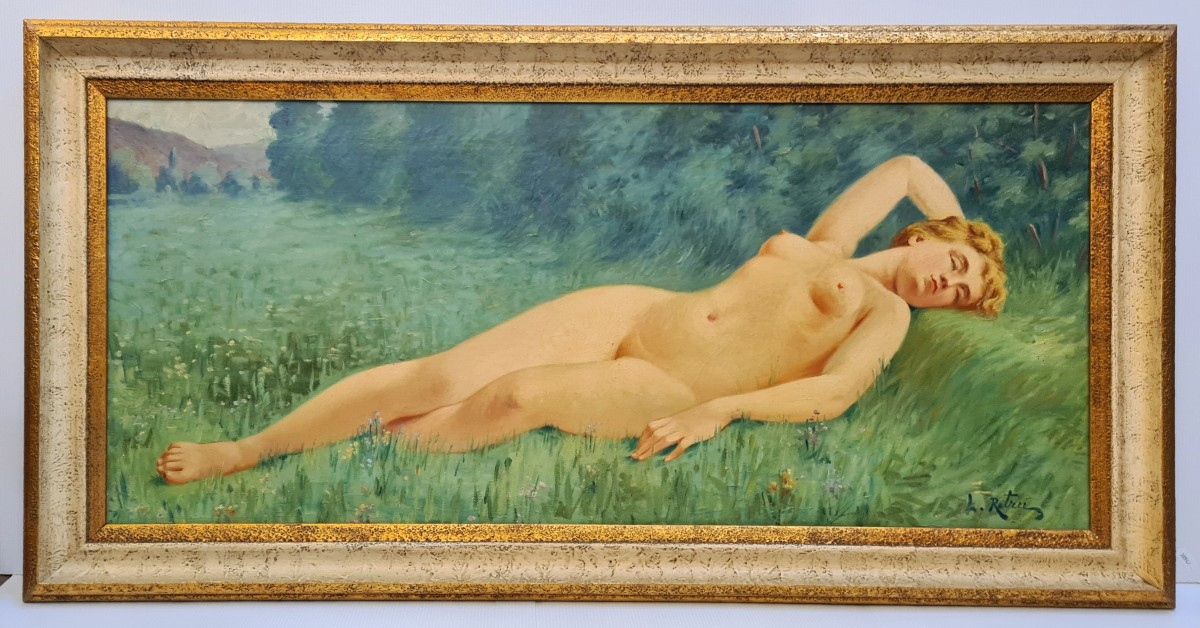 Louis Antoine Retru tableau nu feminin huile sur toile