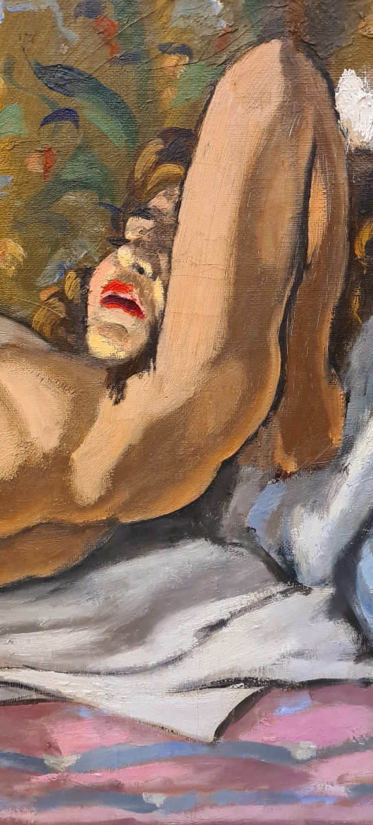 Grand nu feminin par Jacques Antoine De Dampierre tableau huile sur toile -photo-3