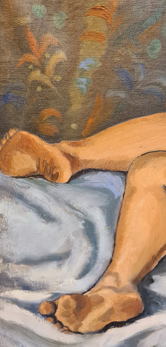 Grand nu feminin par Jacques Antoine De Dampierre tableau huile sur toile -photo-4