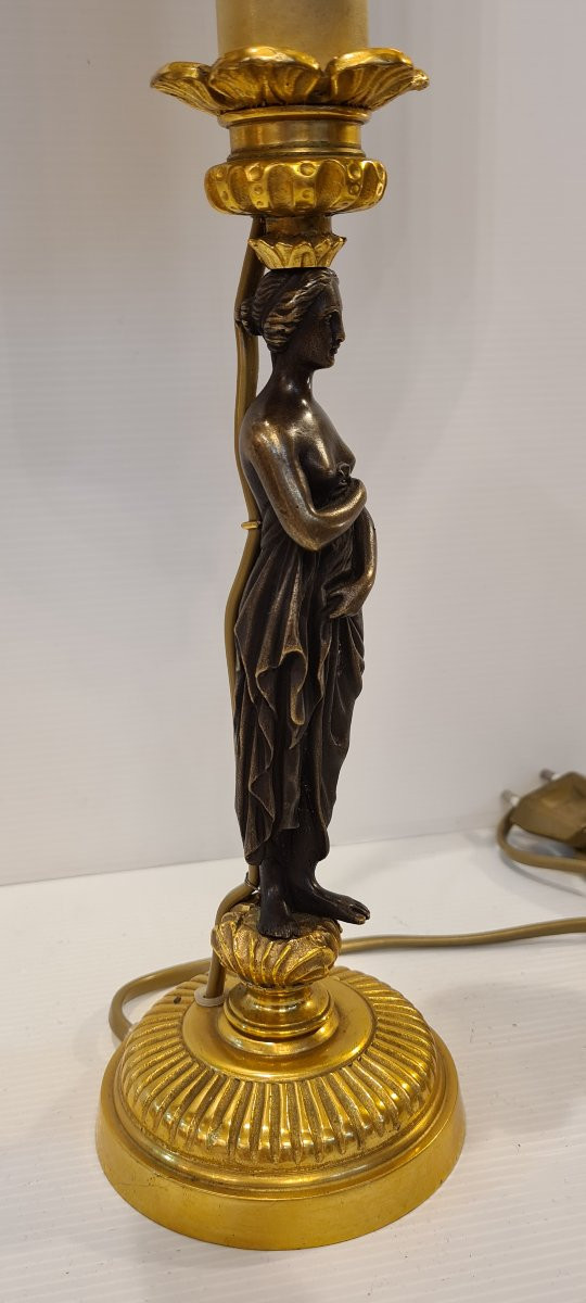 Pair Of Neo-classical Bronze Caryatid Lamps -photo-1