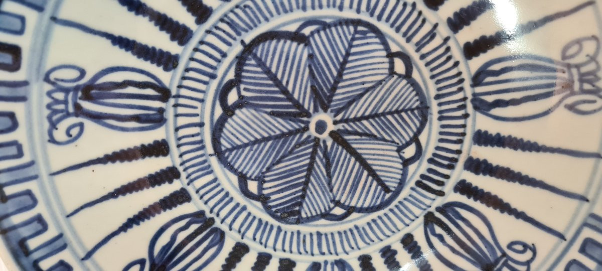 Ceramique chinoise plat blanc bleu de chine dynastie qing -photo-4