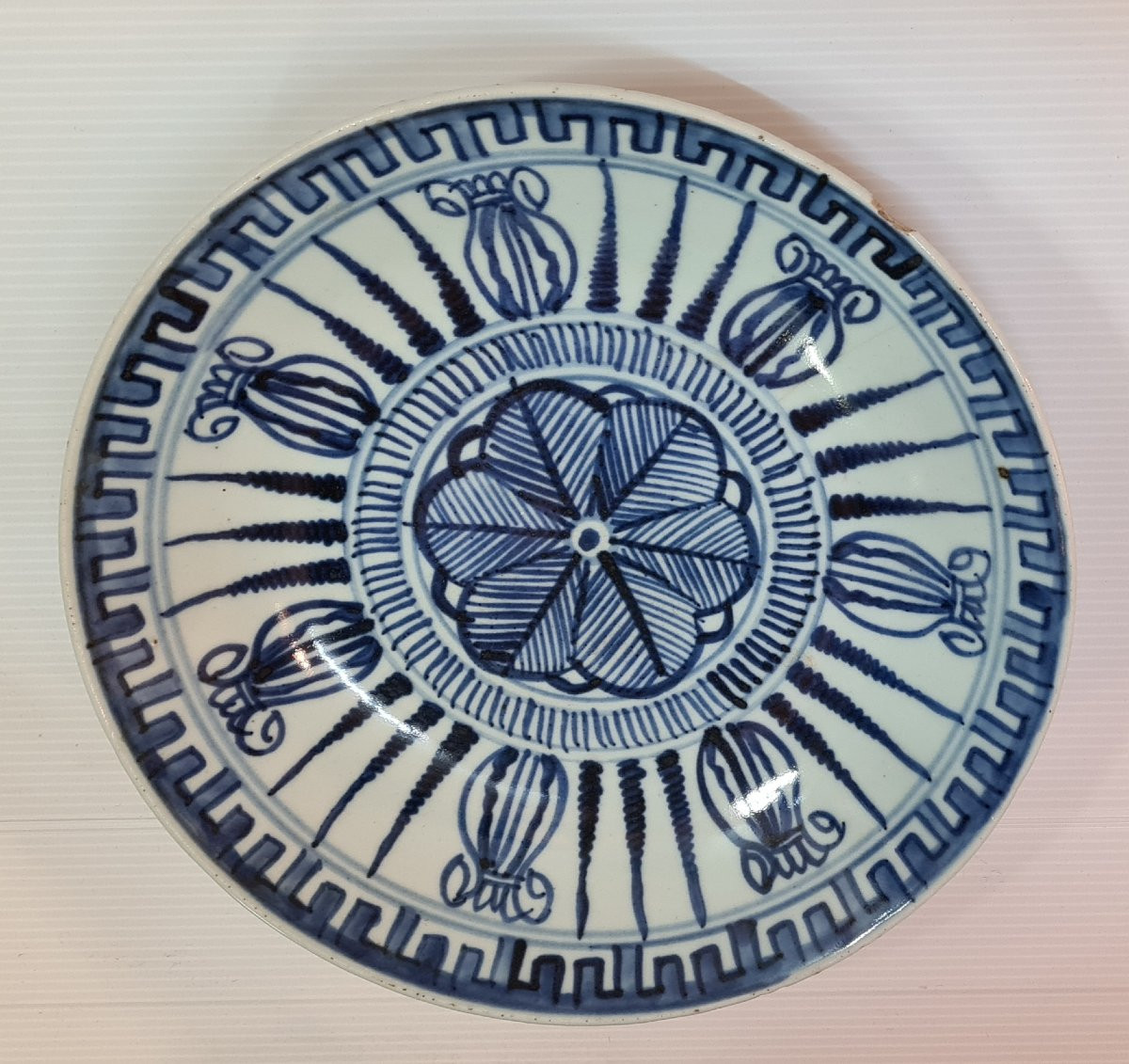 Ceramique chinoise plat blanc bleu de chine dynastie qing -photo-2