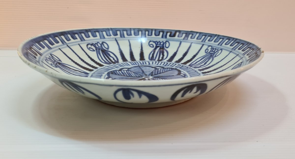 Ceramique chinoise plat blanc bleu de chine dynastie qing -photo-3