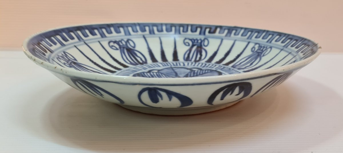 Ceramique chinoise plat blanc bleu de chine dynastie qing -photo-4