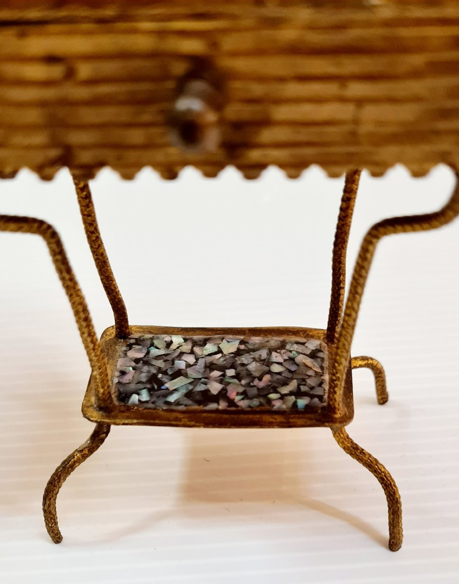Dollhouse Furniture Napoleon 3 Miniature Dressing Table And Gueridon Mother Of Pearl-photo-2