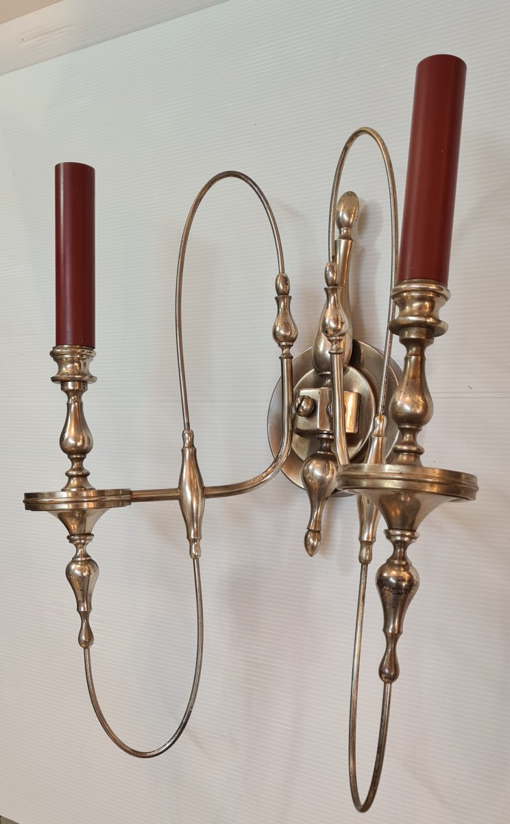 Applique murale vintage bronze argenté signee Sciolari-photo-2