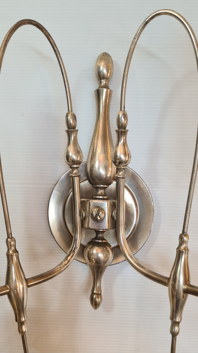 Applique murale vintage bronze argenté signee Sciolari-photo-4