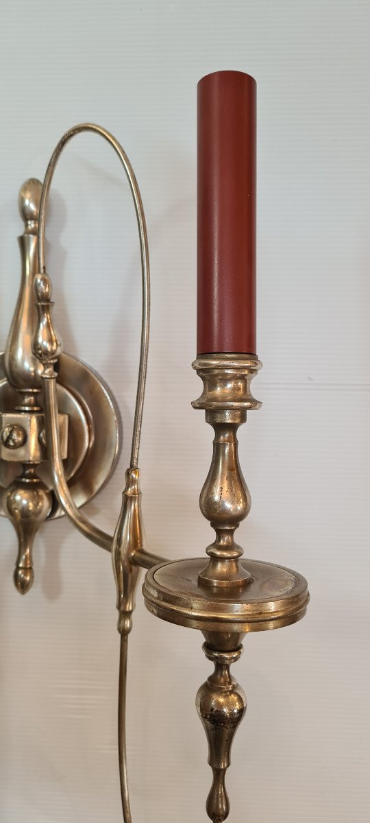 Applique murale vintage bronze argenté signee Sciolari-photo-1