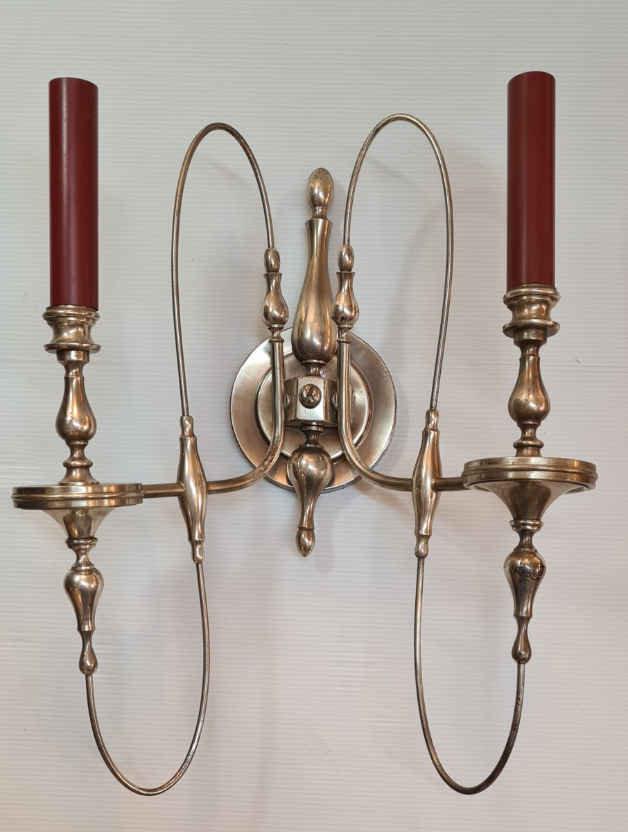 Applique murale vintage bronze argenté signee Sciolari
