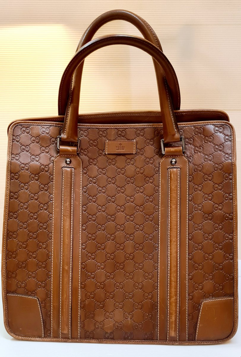 Gucci Embossed Leather Tote Bag Shopping Bag-photo-2