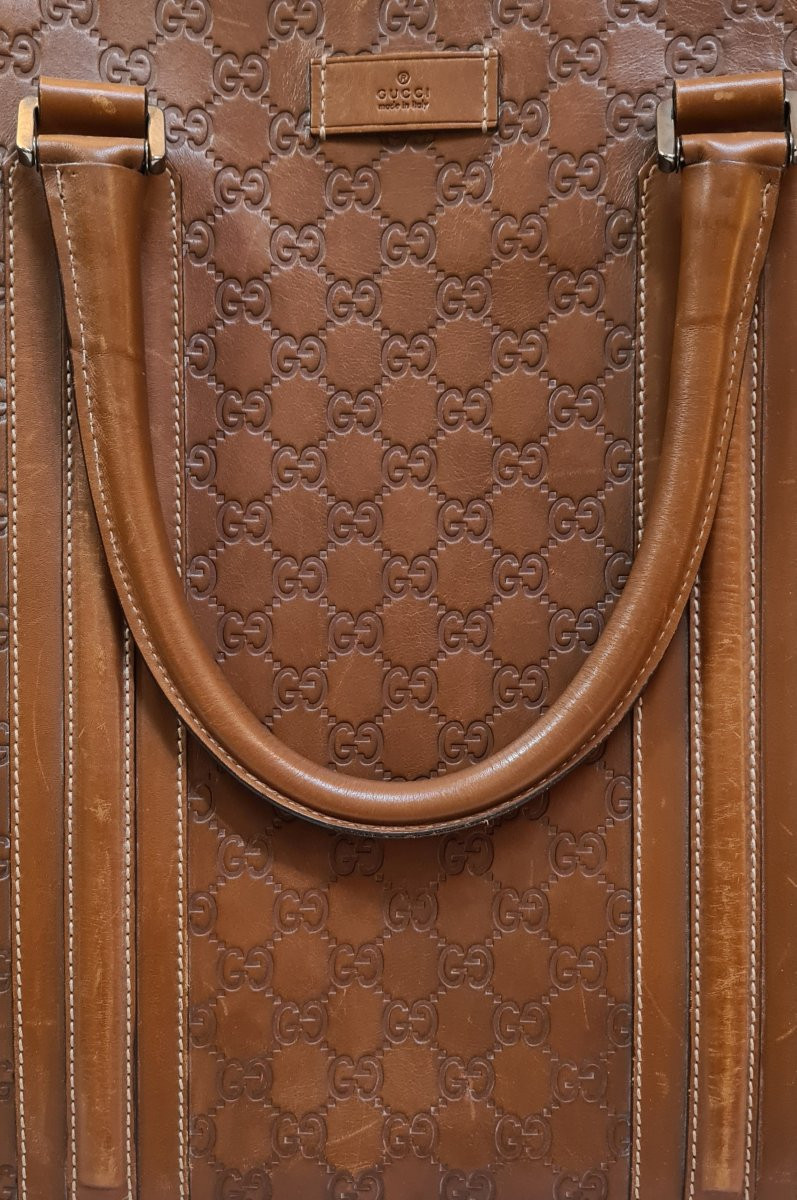 Gucci Embossed Leather Tote Bag Shopping Bag-photo-3