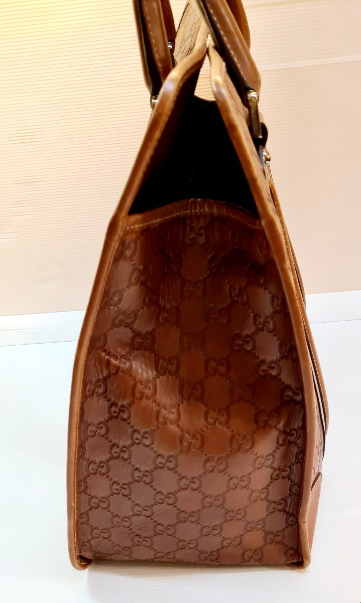 Gucci Embossed Leather Tote Bag Shopping Bag-photo-5