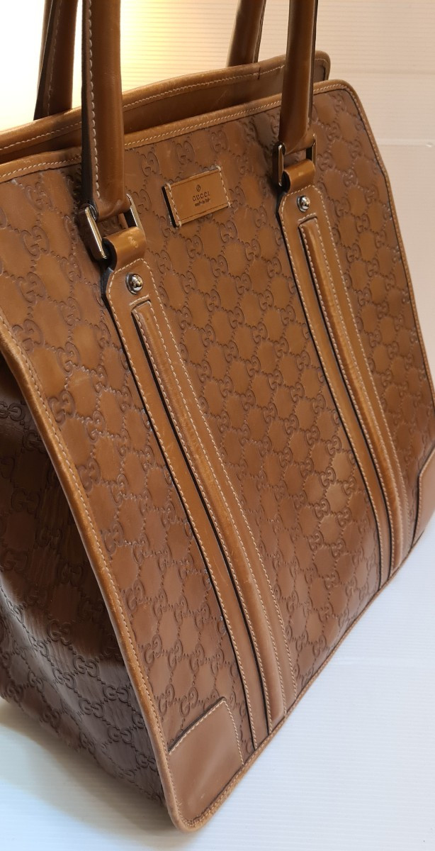 Gucci Embossed Leather Tote Bag Shopping Bag