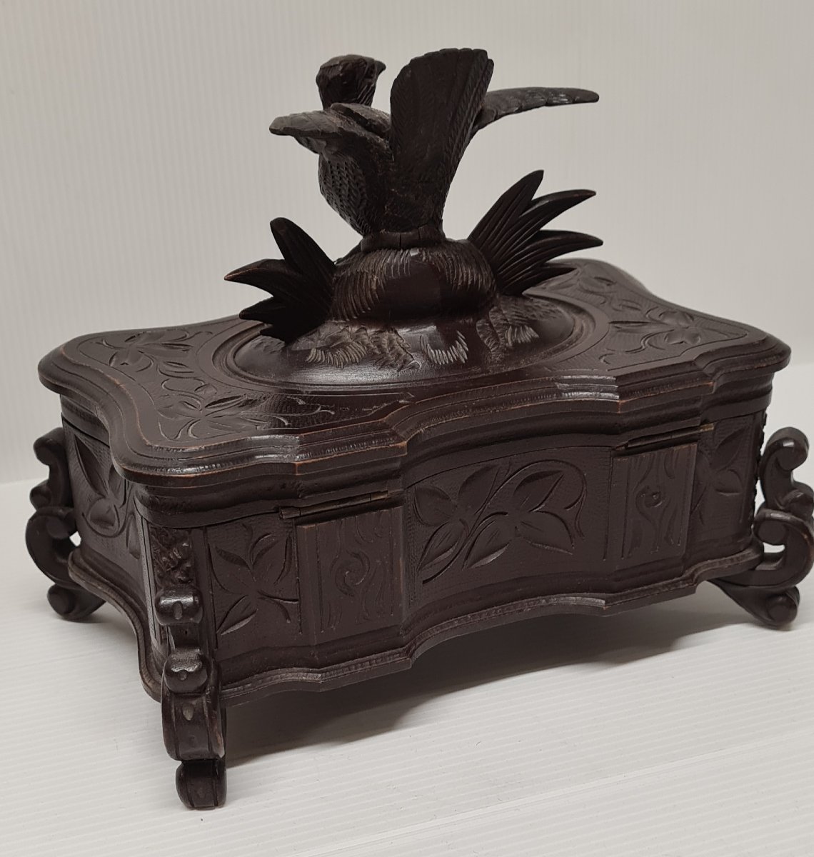 COFFRET À L'OISEAU BOITE À BIJOUX TRAVAIL DE LA FORET-,NOIRE XIXEME ART POPULAIRE -photo-6