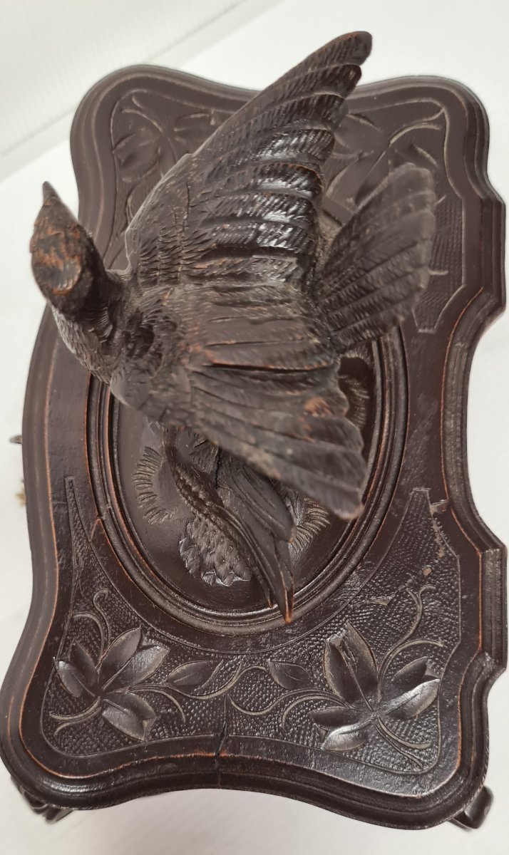COFFRET À L'OISEAU BOITE À BIJOUX TRAVAIL DE LA FORET-,NOIRE XIXEME ART POPULAIRE -photo-7