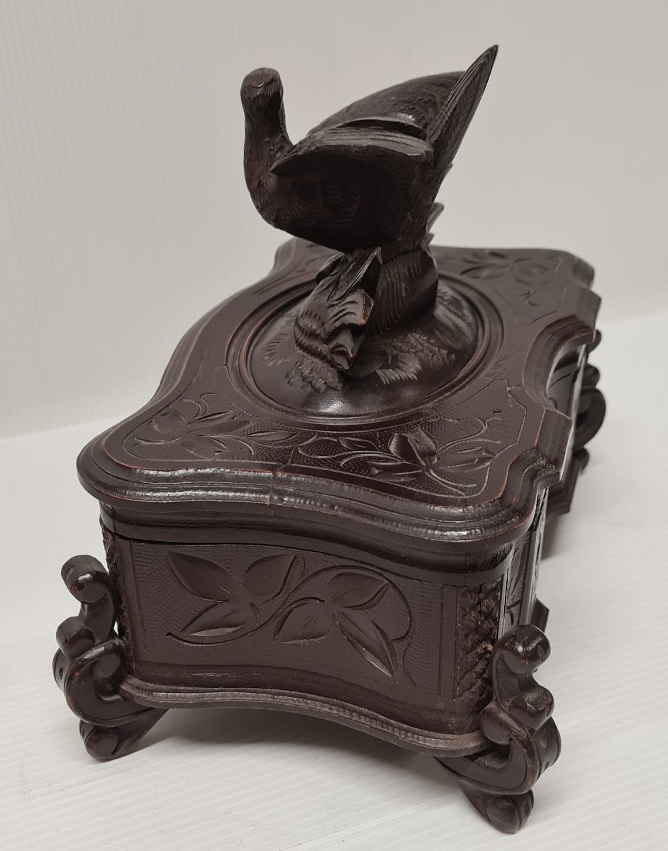 COFFRET À L'OISEAU BOITE À BIJOUX TRAVAIL DE LA FORET-,NOIRE XIXEME ART POPULAIRE -photo-8