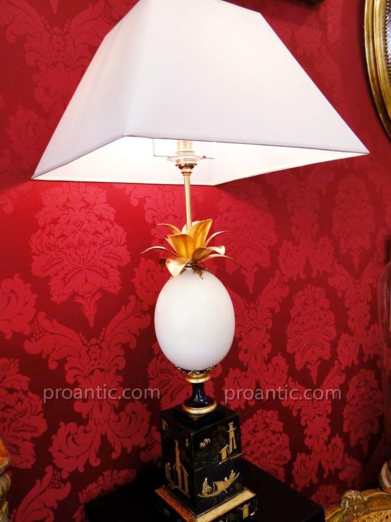 Pair Of Pineapple Lamps With Ostrich Eggs-photo-8