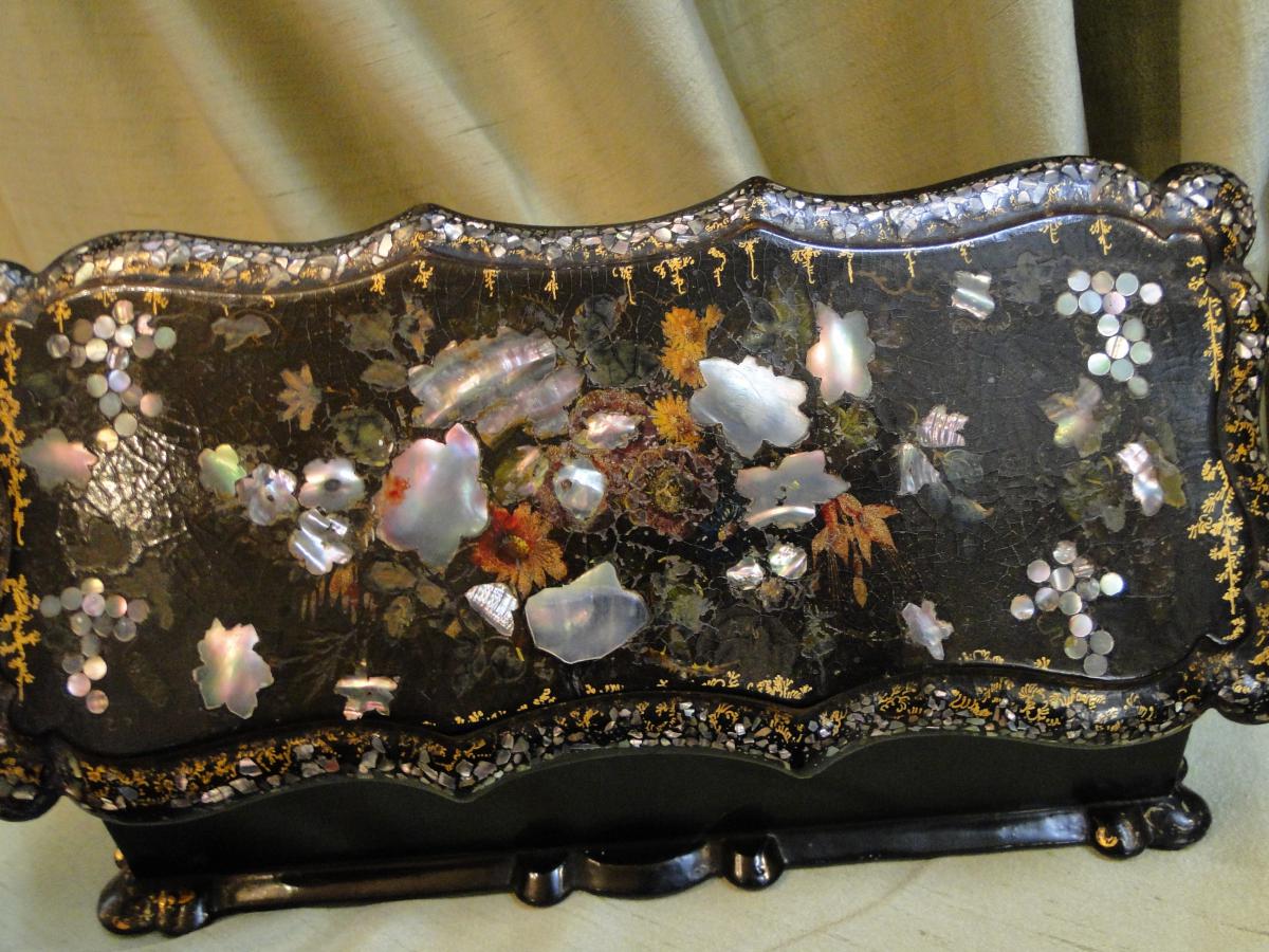 A Box Gloves Paper Mache And  Mother Of Pearl Napoleon III-photo-6