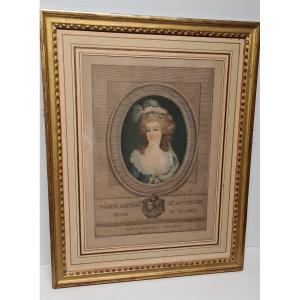 Portrait De Marie Antoinette Reine De France Gravure XVIIIeme